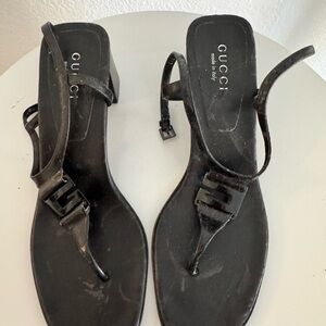 Gucci Women's Black Leather Sandals